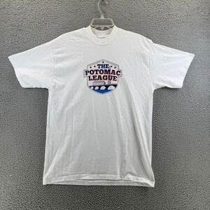 Vintage 90s Eagle USA The Potomac League T Shirt White Large Single Stitch Blank
